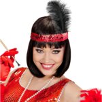 Fascia rossa con Paillettes e Piume - Widmann