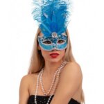 Maschera Turchese con Piume - Carnival Toys
