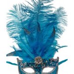 Maschera Turchese con Piume - Carnival Toys