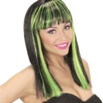 Parrucca Patsy Nera con Meches Verdi - Widmann