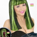 Parrucca Patsy Nera con Meches Verdi - Widmann
