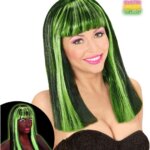 Parrucca Patsy Nera con Meches Verdi - Widmann