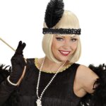 Fascia in Paillettes Nera con Piume - Widmann