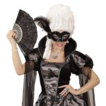 Maschera Venezia Nera Lucida con Rosa - Widmann