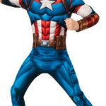 Abito Capitan America con Muscoli e Maschera 7/8 Anni - Rubs