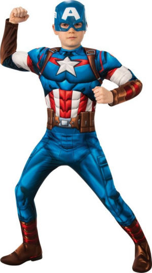 Abito Capitan America con Muscoli e Maschera 7/8 Anni - Rubs