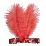 Fascia Rosa in Paillettes con 2 Piume e Gemme - Widmann