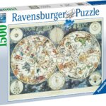 1500 pz Mappa del Mondo di Animali - Ravensburger
