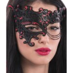 Maschera Mezzo Viso Nero Rosso - Carnival Toys