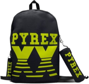 Zaino Nero Scritta Verde con Tombolino - Pyrex