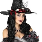 Bouquet Sposa Halloween con Rose Nere e Rosse - Widmann