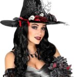 Bouquet Sposa Halloween con Rose Nere e Rosse - Widmann